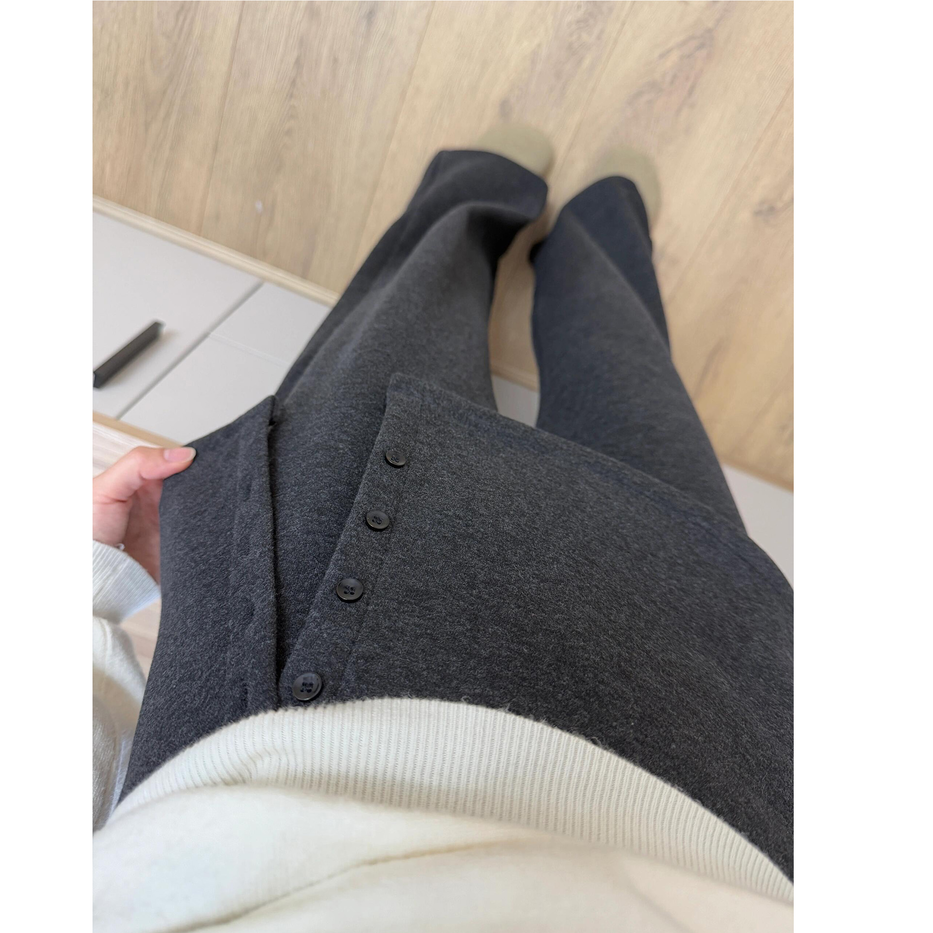 大码女装肥妹妹mm加绒可拆卸屁帘阔腿冬季高腰显瘦休闲长裤200斤