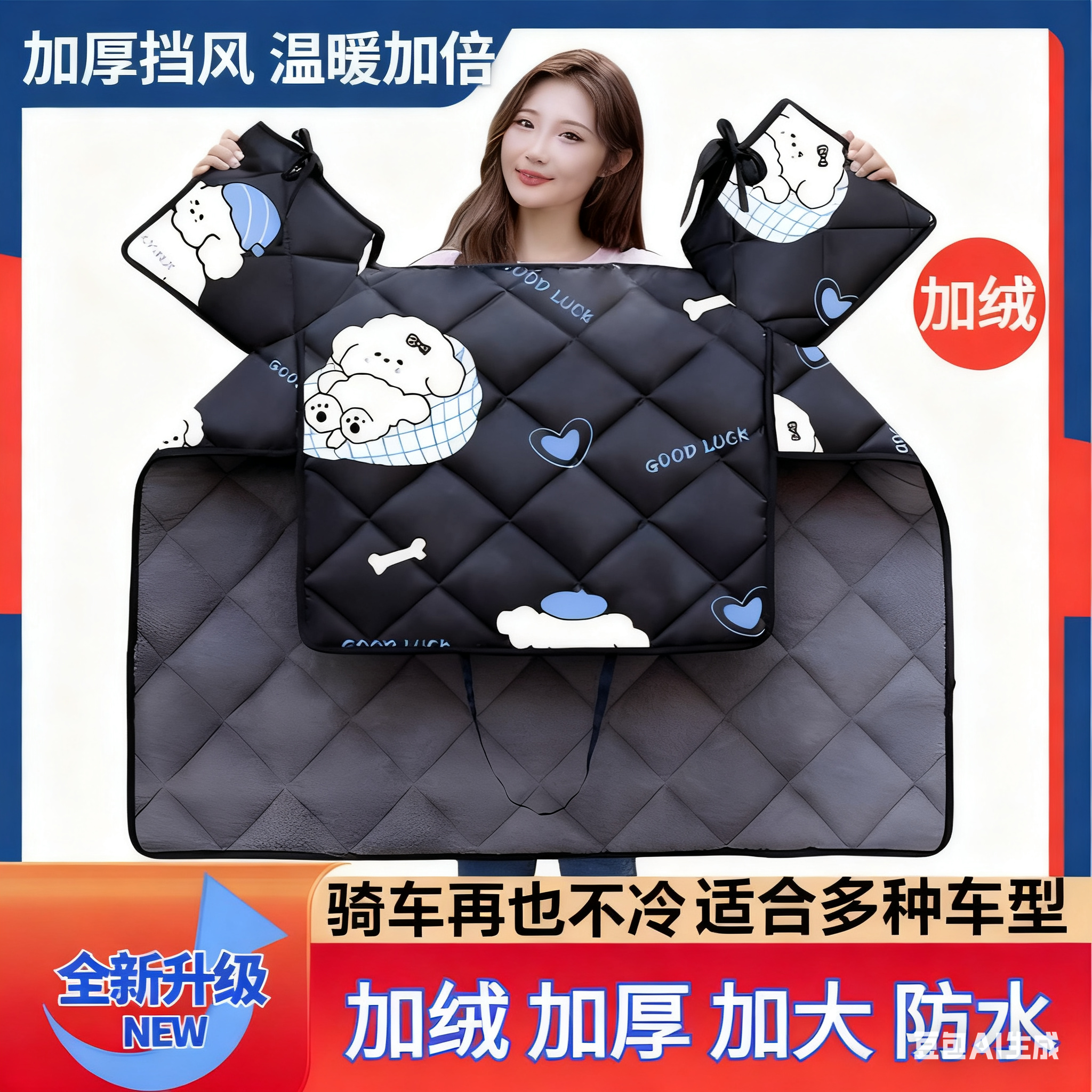 电动车挡风被冬季加大加厚保暖加绒防水电瓶摩托车春秋防寒挡风罩