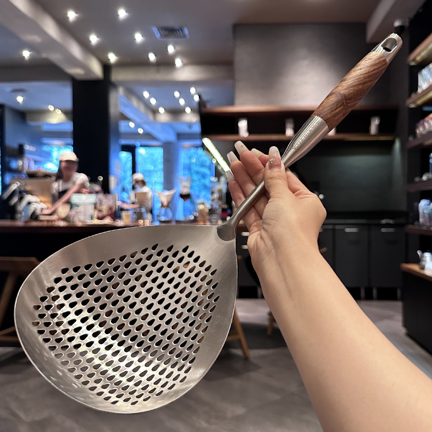 德国316不锈钢捞面勺捞饺子捞勺油漏勺笊篱家用厨房加厚加宽漏勺
