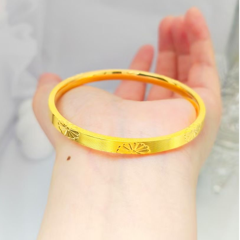 足银手镯 新款小雏菊闭口手镯女款时尚百搭气质复古经典简约镯子