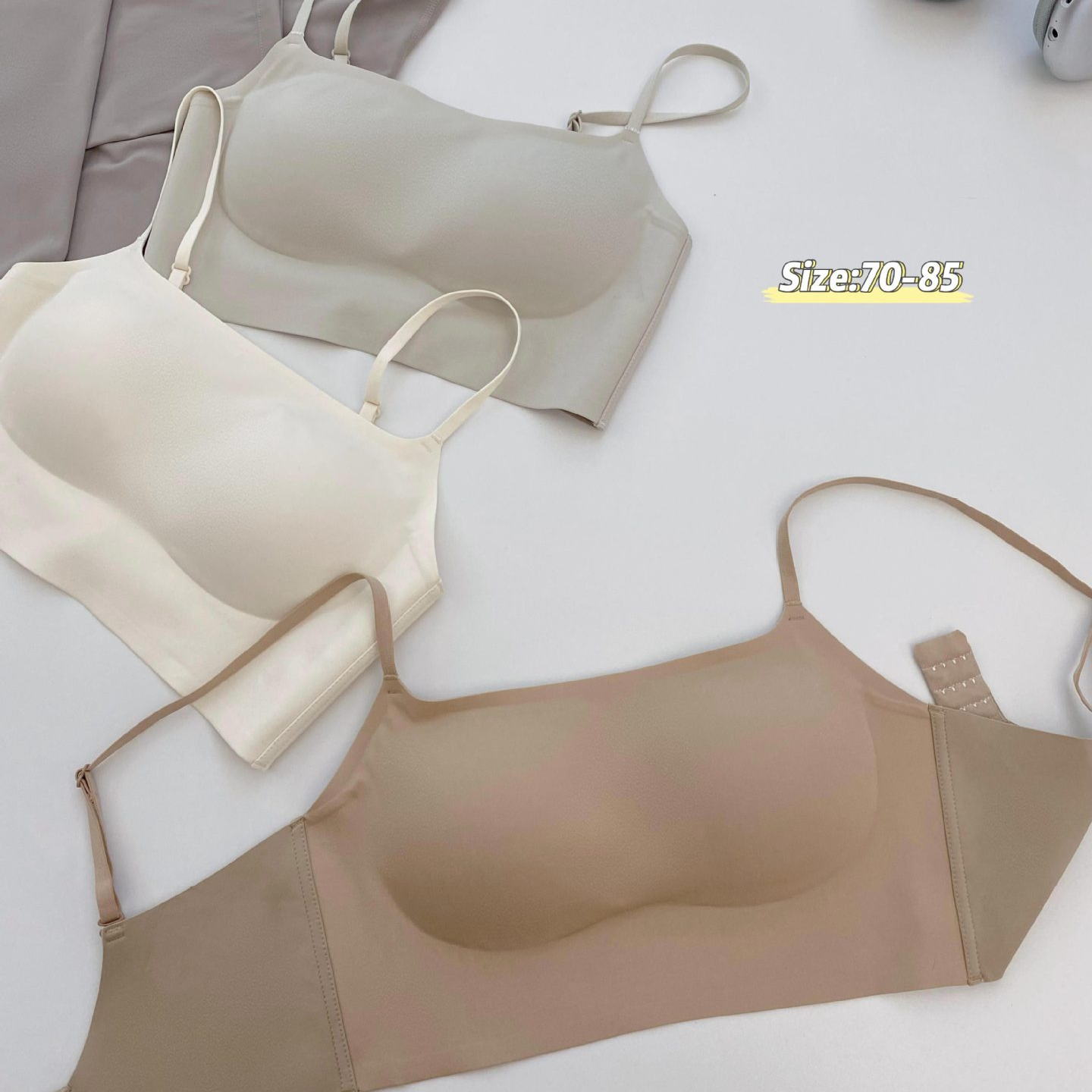 【真不透】粉底液隐形无痕内衣女聚拢防走光夏天薄款透气美背心文胸