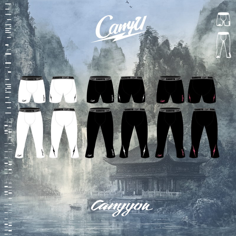 CarryU紧身裤氨纶加压篮球五分运动健身跑步七分秋冬压缩裤子男