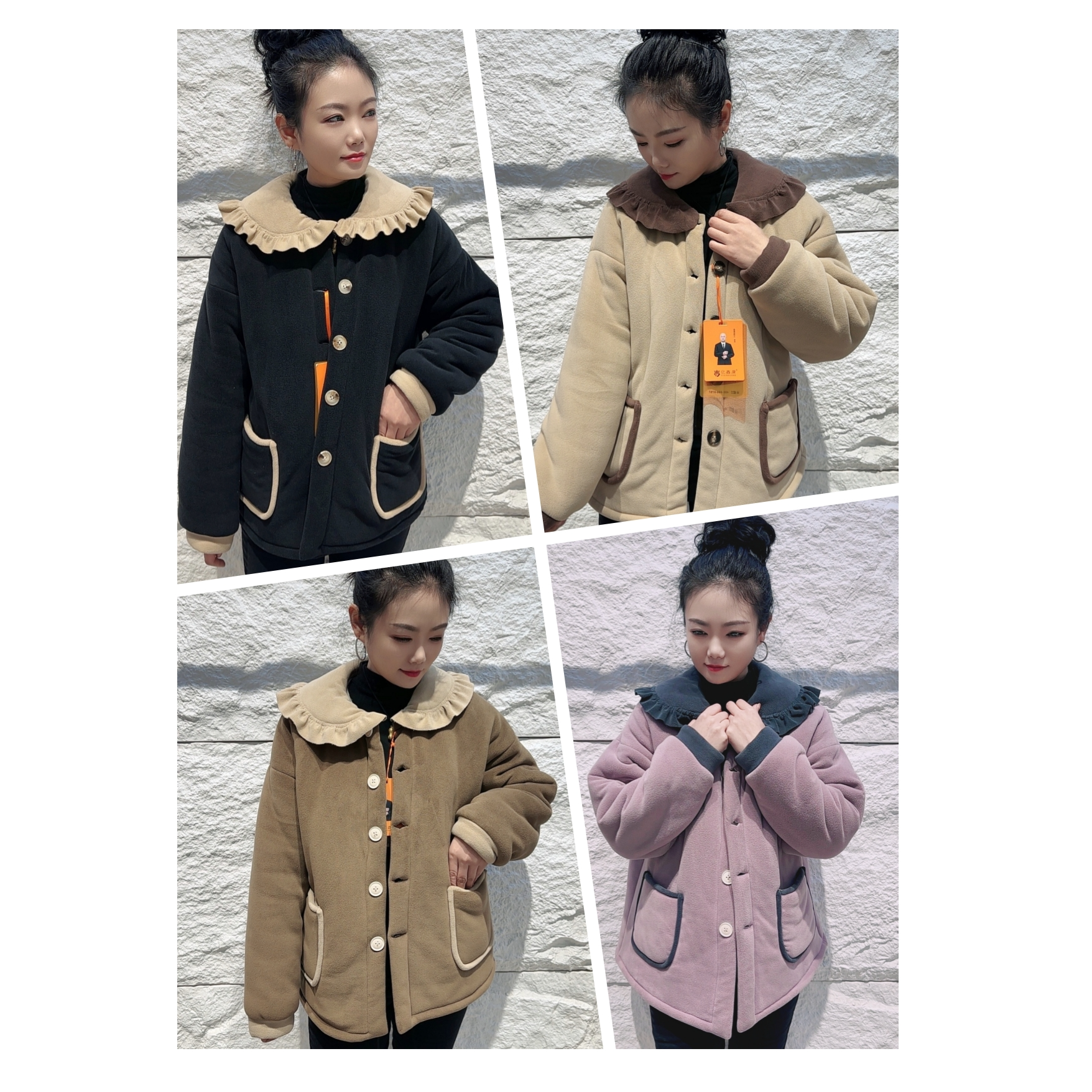 正版原版2025小香风厚款睡衣娃娃领家居服套装女冬新加绒加厚保暖