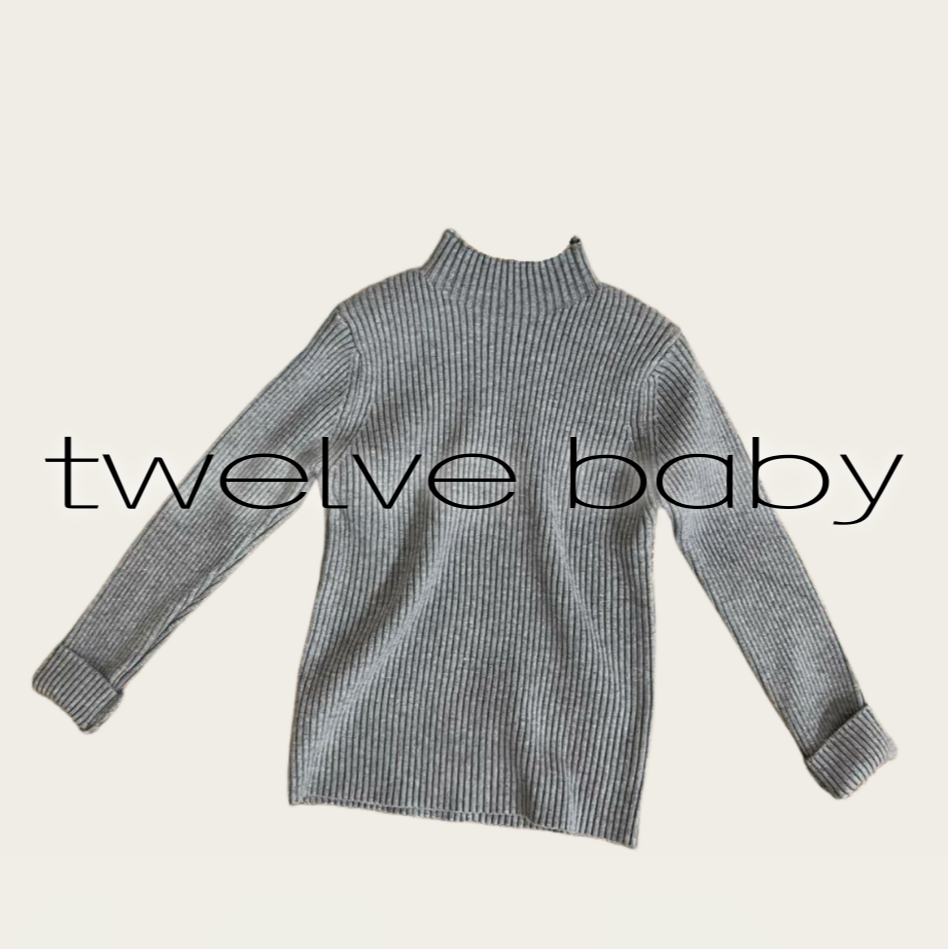 twelve精选秋冬新款针织打底衫毛衣内搭纯色半高领儿童秋季套装