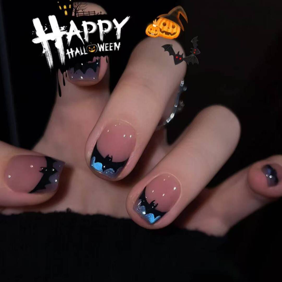 【小鬼魅影】爆闪蓝色猫眼美甲纯手工轻奢气质显白美甲穿戴甲短款