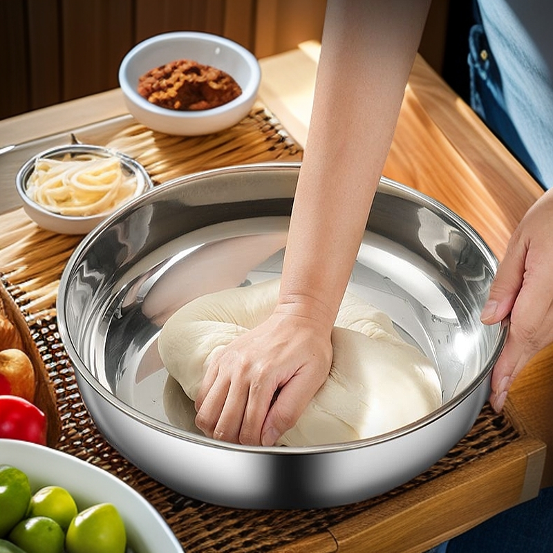 预售新疆包邮到家不锈钢和面盆家用厨房洗菜盆加厚汤锅发面揉面盆