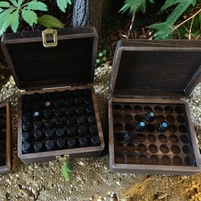 复古芳香旅行装烧桐木精油收纳盒多种肤质适用5-20毫升多格收纳盒