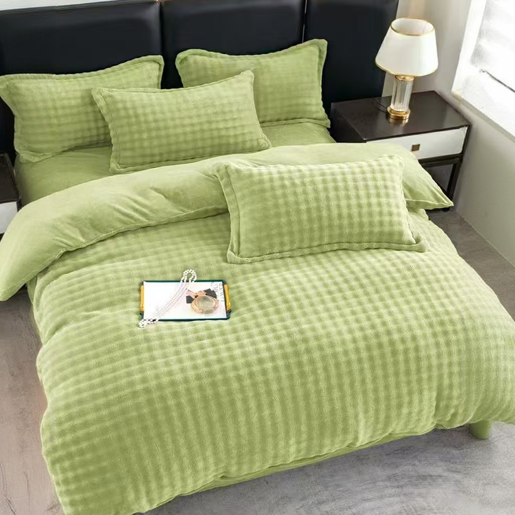 牛奶绒泡泡绒双面学生宿舍专用被套床单毛绒双面绒加厚被罩加绒