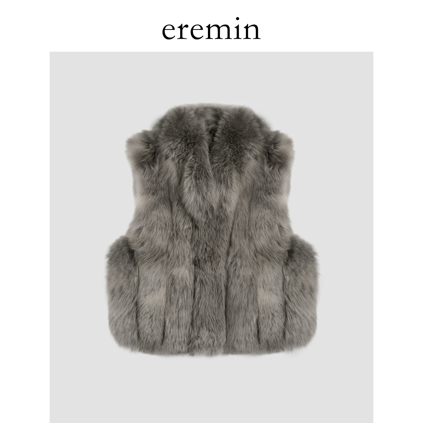 DE Mincollection银霜马甲/芬兰进口狐狸毛竖排叠穿皮草马甲59326