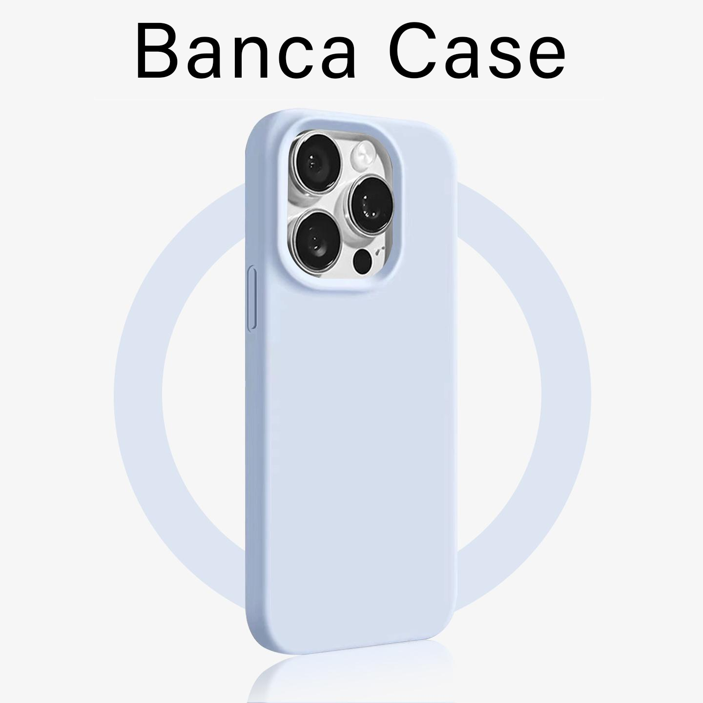 BANCA浅蓝色软糯壳适用苹果17手机壳iPhone16小米vivoppo华为p70