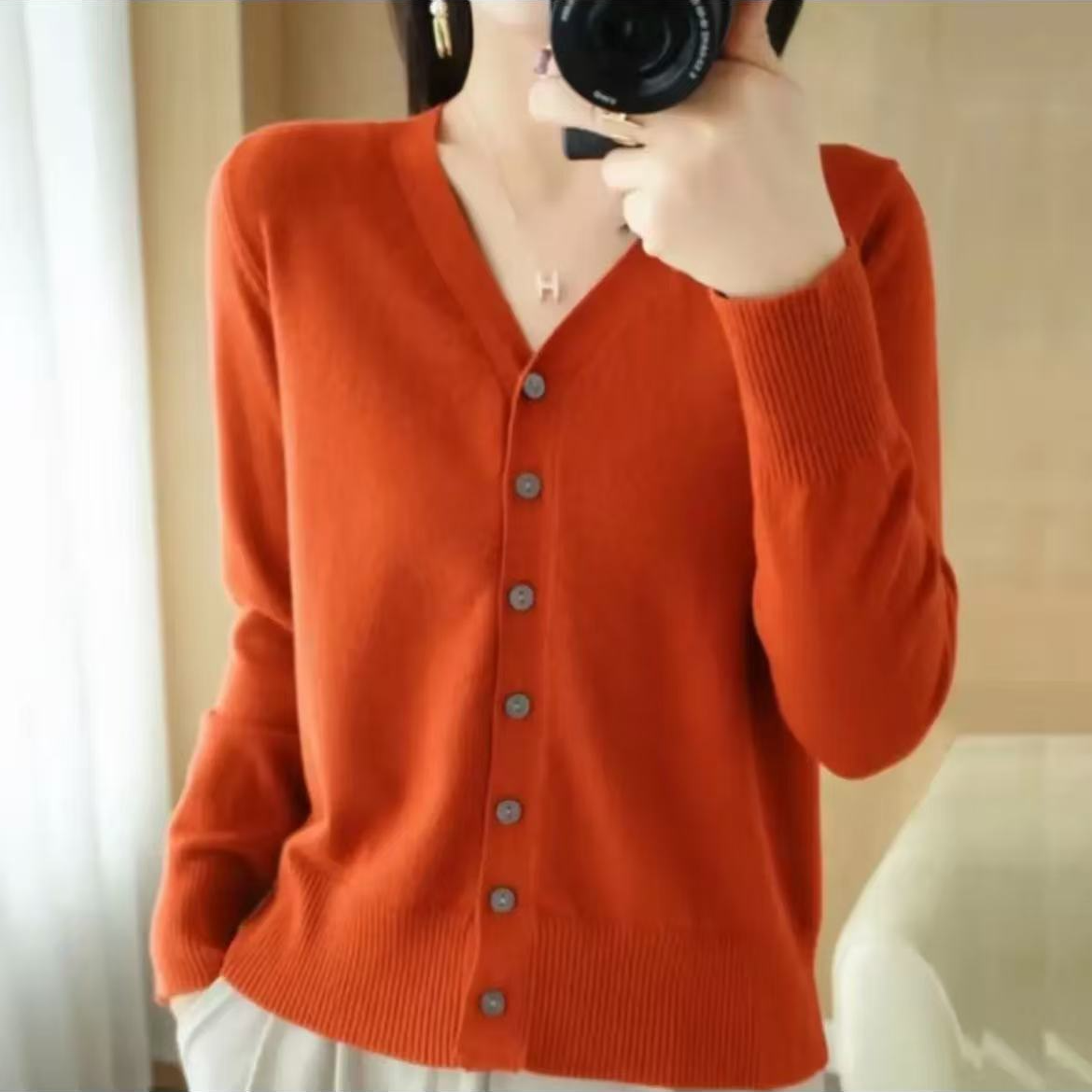 【100%羊毛】2025新款开衫女宽松针织打底时尚春秋新款外搭