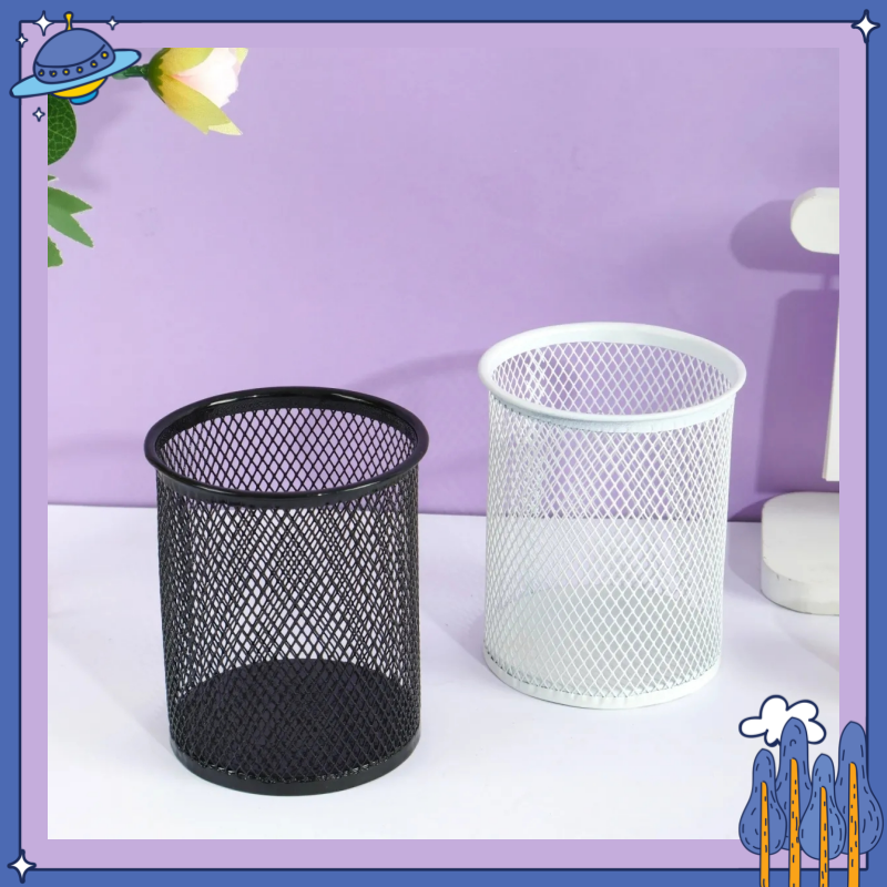 笔筒简约风格创意时尚可爱高级感大容量金属网格桌面收纳盒桶
