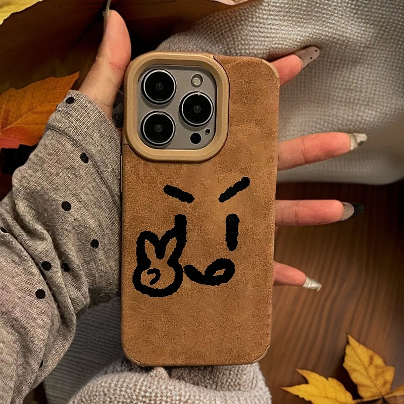 卖卖壳趣味剪刀手小人适用iPhone16/15翻毛皮14/13苹果手机壳12套