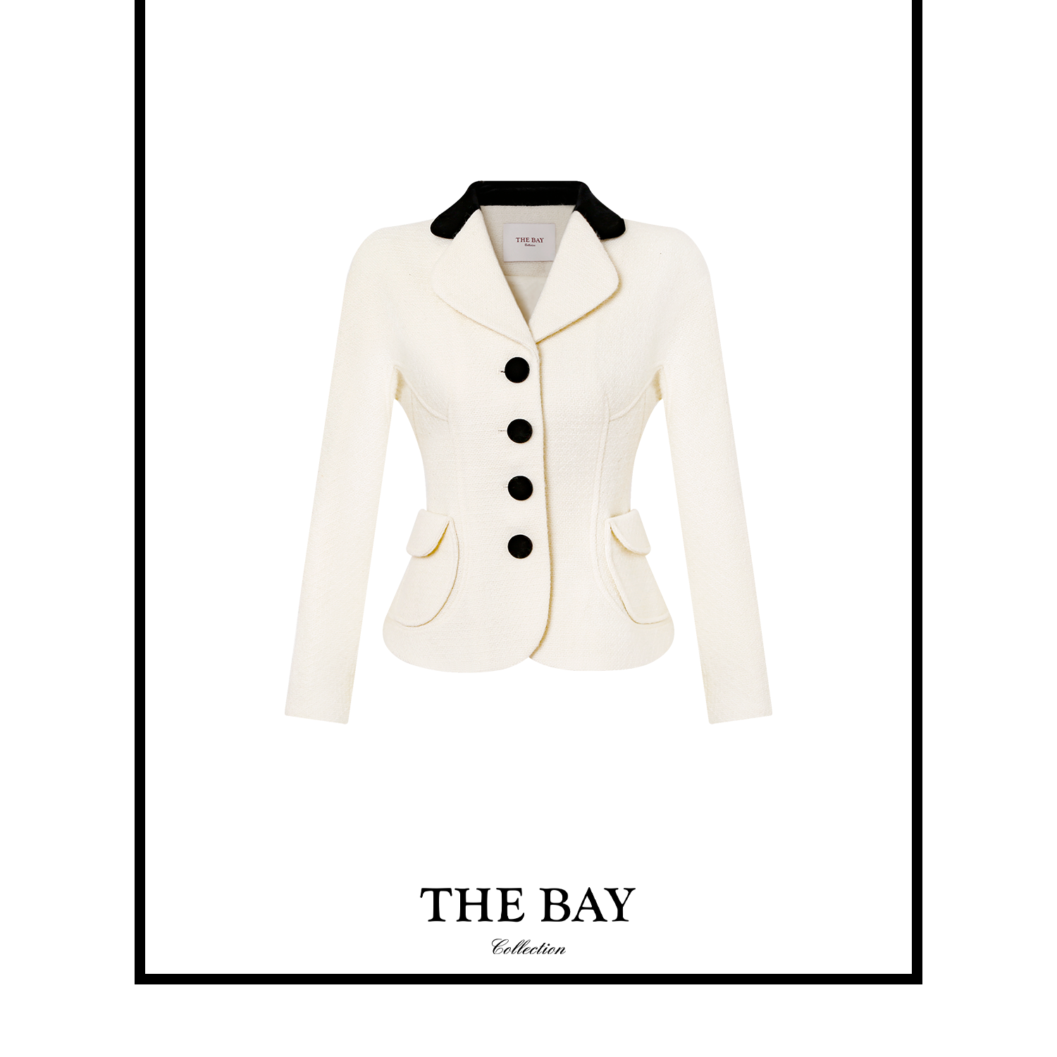 TheBay【白宫】bar jacket 丝绒拼接羊毛收腰外套Bay2SQXL0279