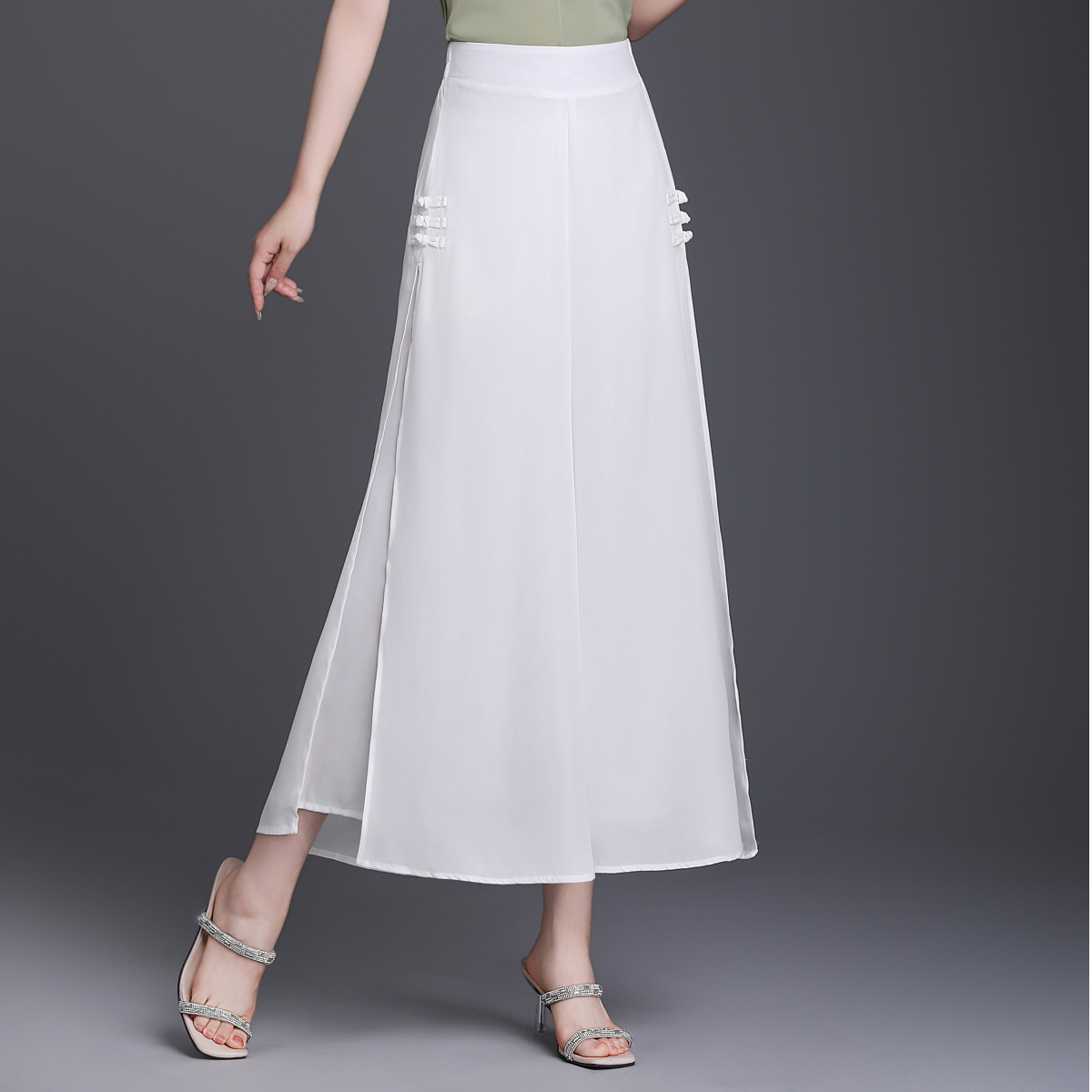 正品2025夏季新款高腰宽松雪纺阔腿裤显瘦垂感薄裙裤休闲大码裤子