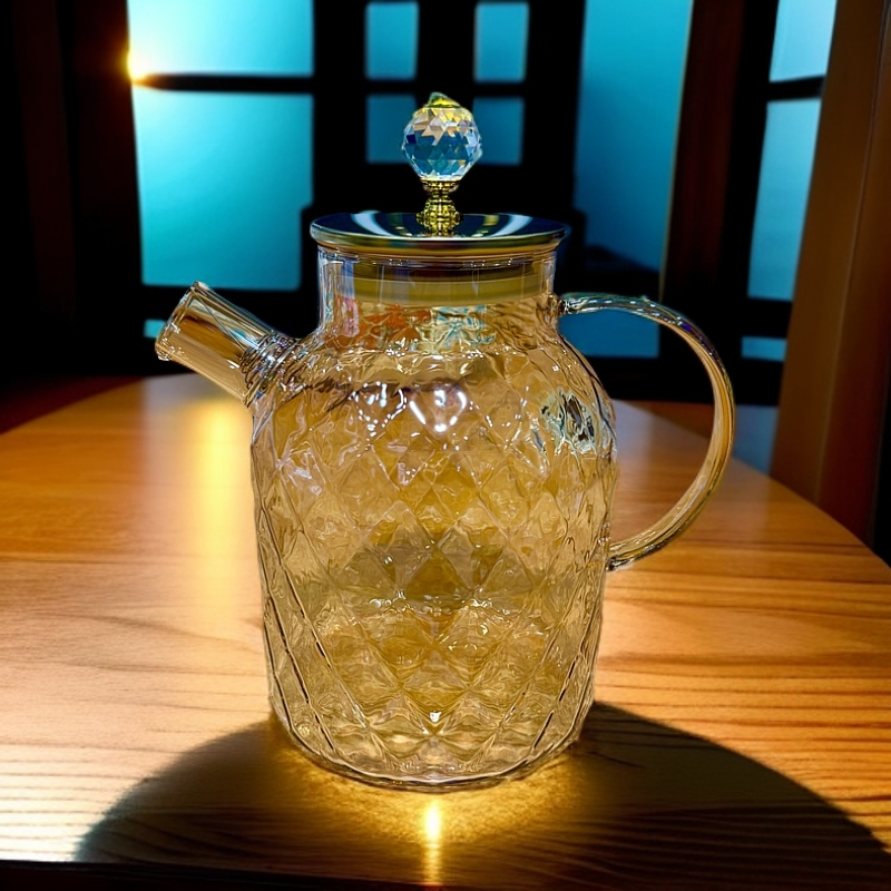 1.8升水晶玻璃茶壶家用烧水日式耐热锤纹泡壶家用烧水日式耐热