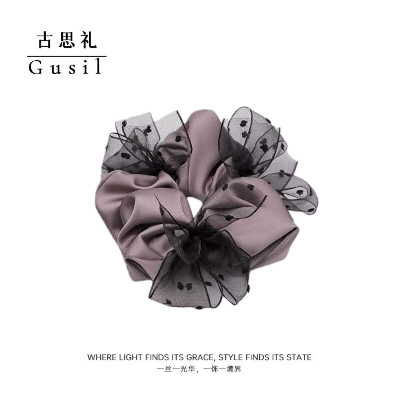 赫本风大肠发圈波点蝴蝶结缎面大肠发圈GS9111