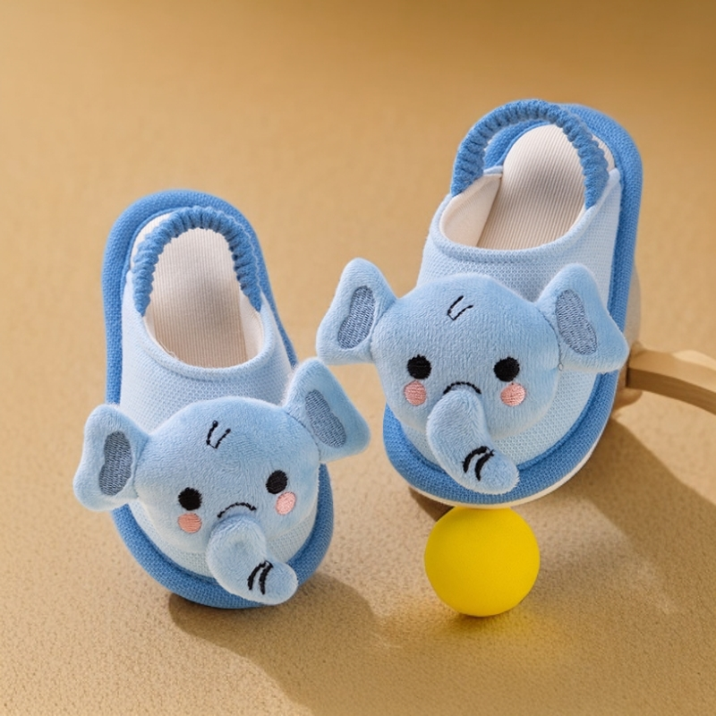 儿童居家棉拖鞋春秋款卡通绑带软底透气防滑男女童宝宝小孩布拖鞋