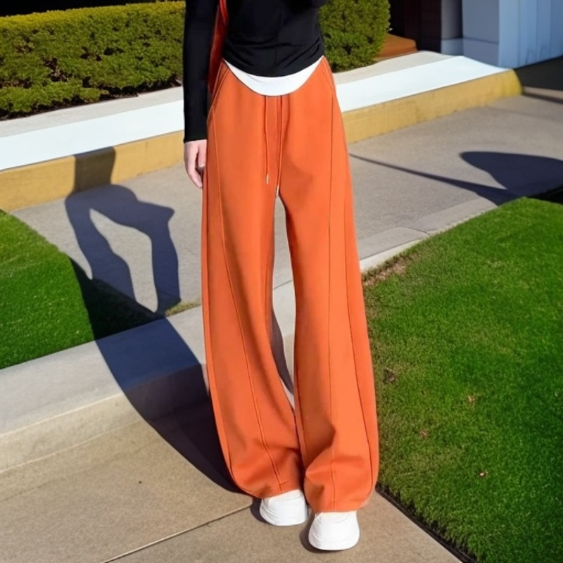 时髦流行弯刀阔腿卫裤女2025秋季新款美式高腰2025年流行网红裤子