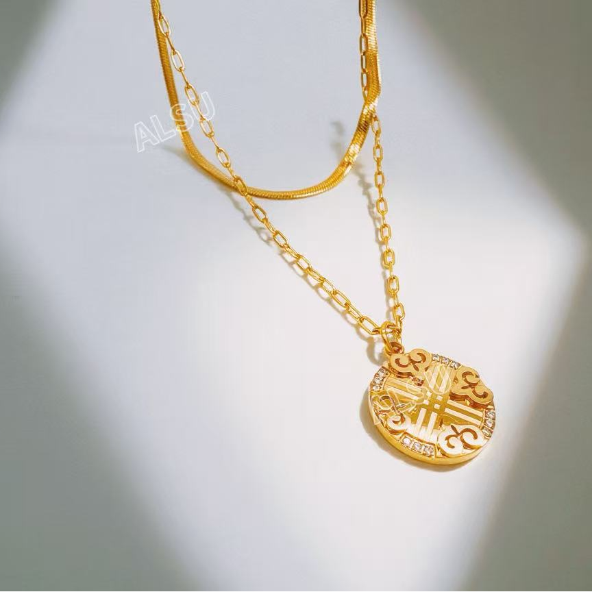 合金项链 ALSU原创经典简约民族风xangrah双层锁骨链轻奢时尚