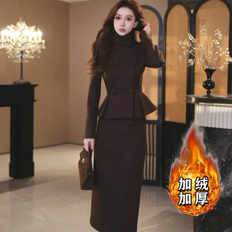 时尚显瘦洋气百搭气质秋季套装 2025秋新款加绒加厚两件套女装 中