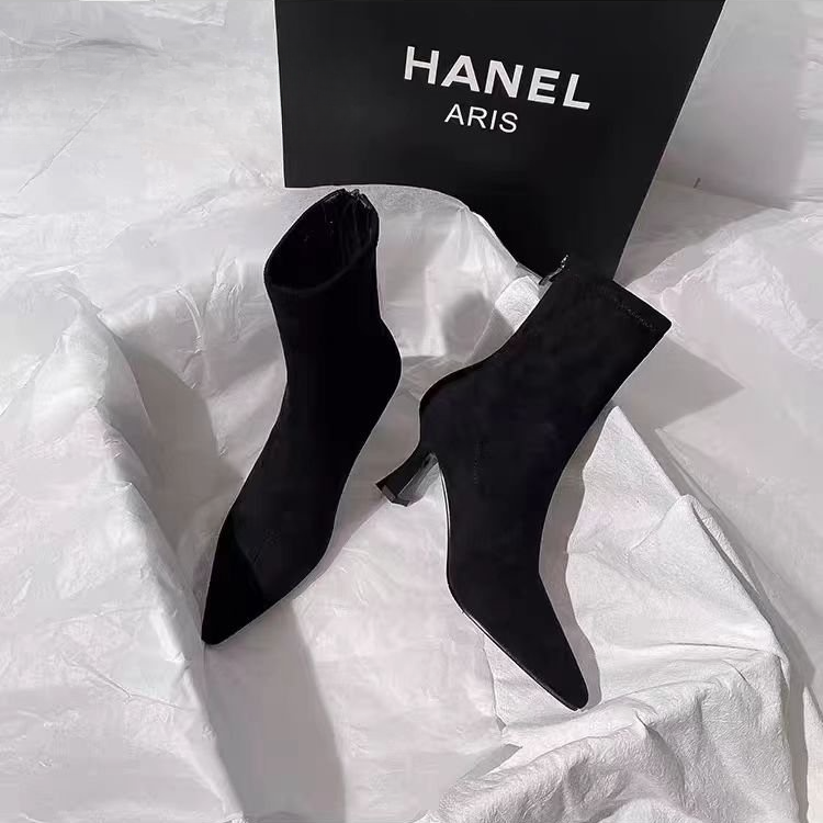 足主流黑色显瘦2025秋冬季新款时装靴细跟时尚百搭瘦瘦靴高跟尖头