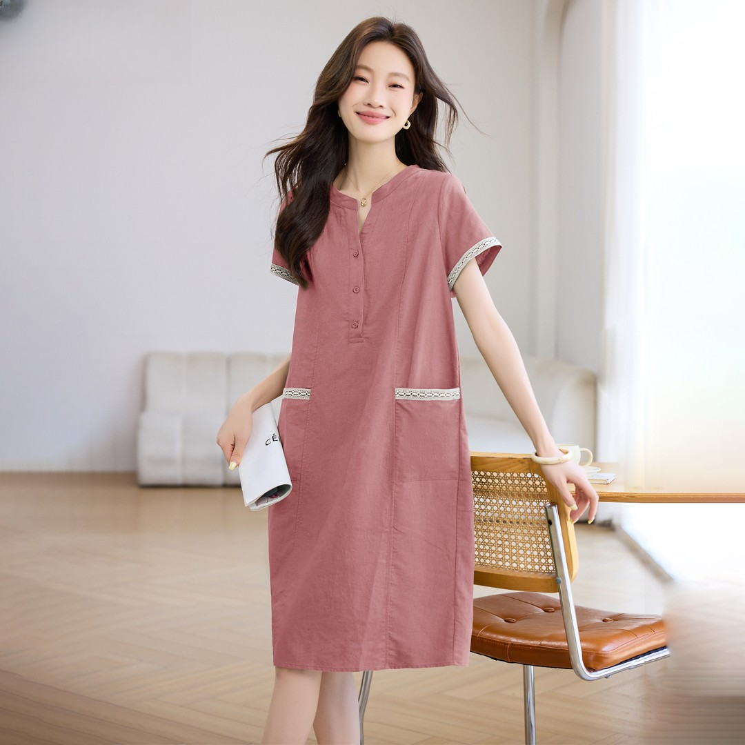 棉麻连衣裙2025新款今年流行爆款夏天巨好看休闲宽松薄款亚麻裙子