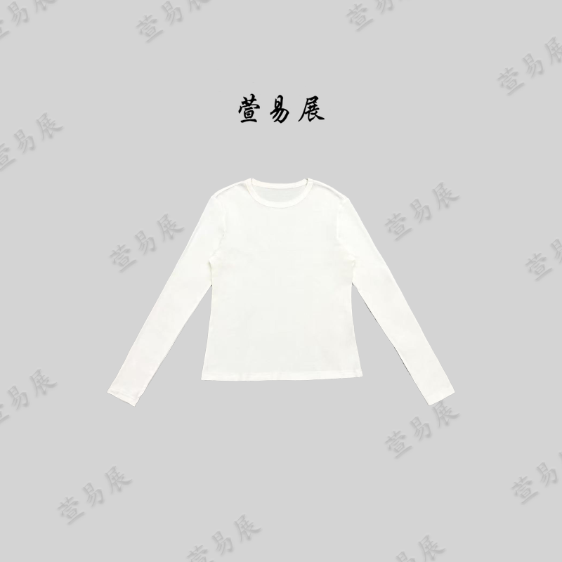 萱易展-桑蚕丝兰精天丝混纺重工刺绣纯色百搭长袖上衣-TX092107