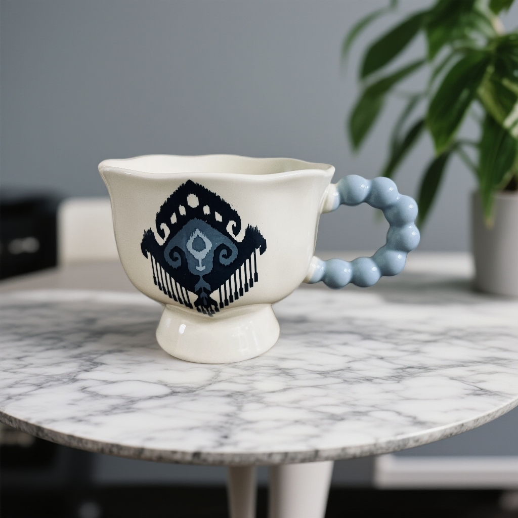 【迪拉生活用品店推荐】新疆包邮高温烤花浮雕可爱茶杯咖啡杯