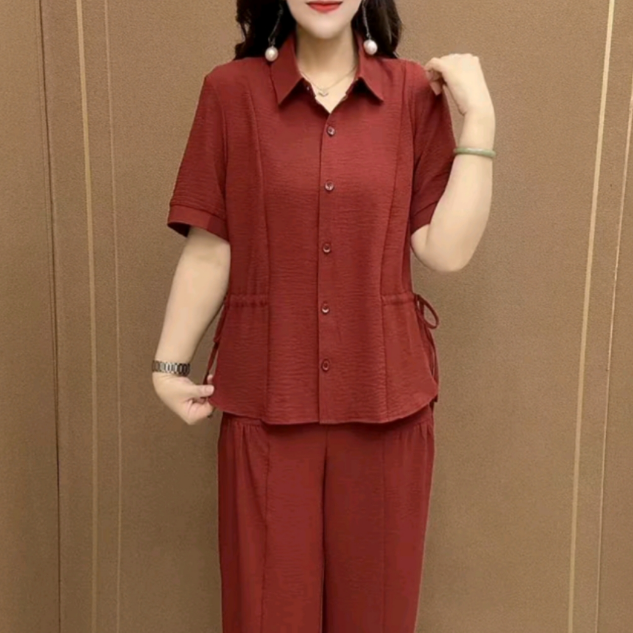 夏款短袖两件套2025新款宽松显瘦女装套装韩版百搭减龄中年妈妈装