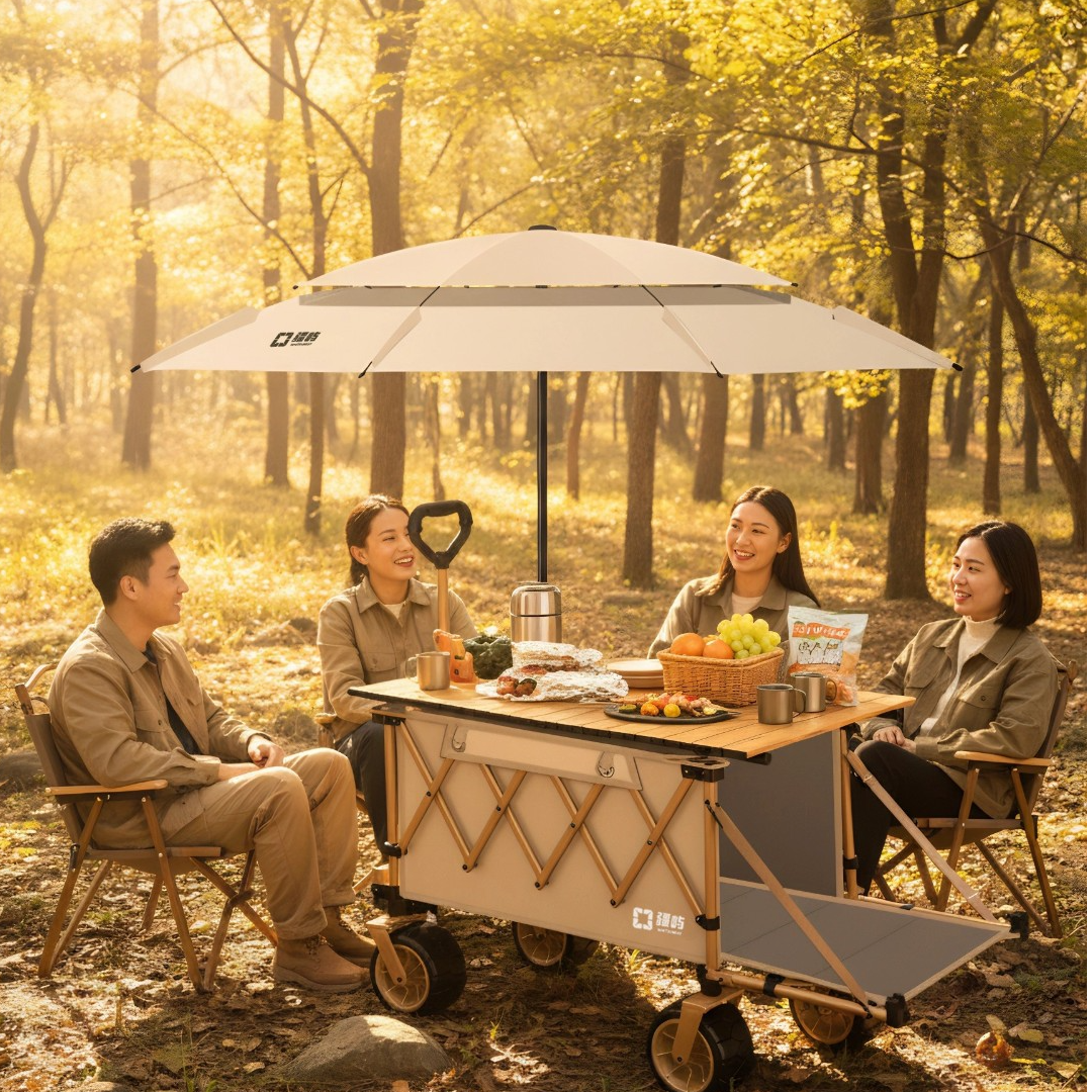 疆屿户外露营折叠推车摆摊万能推车可折叠拖车拉货快递旅游露营车