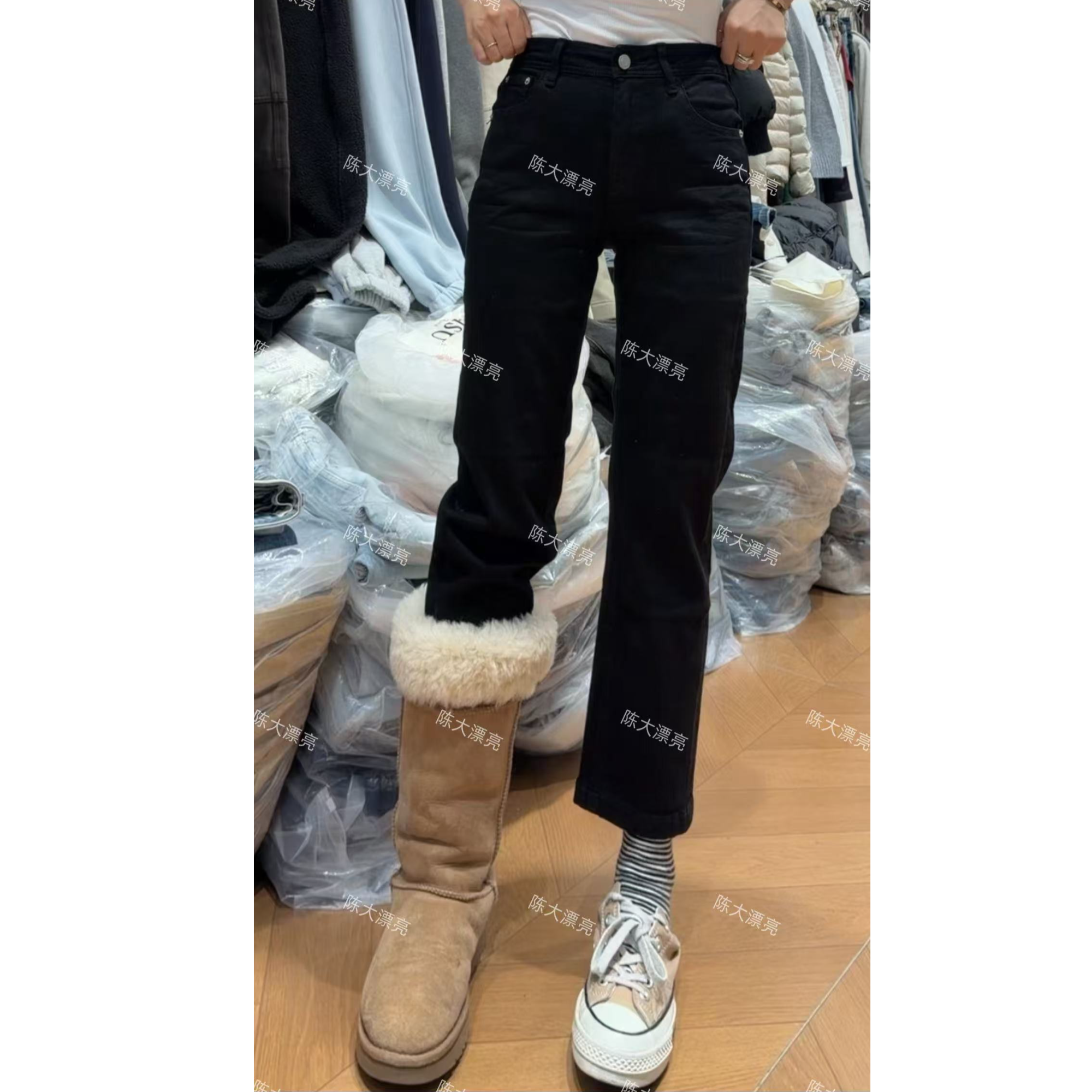 2025新款黑色九分烟管牛仔裤女2850后腰扣