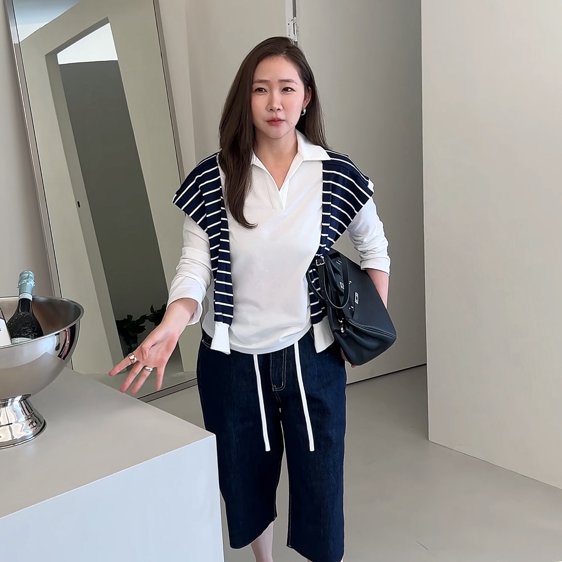 widelia秋季8016韩版长袖内搭polo衫T恤+拼接撞色连帽披肩两件套