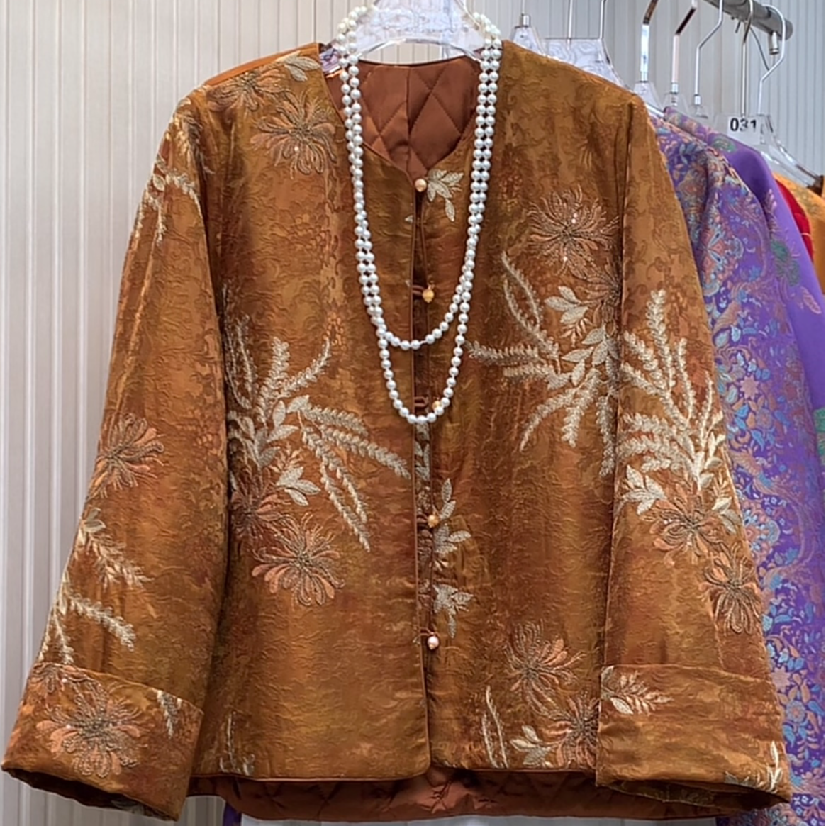 【秋韵锦华】新中式金棕叠绣盘扣外套 国风提花刺绣复古雅致上衣