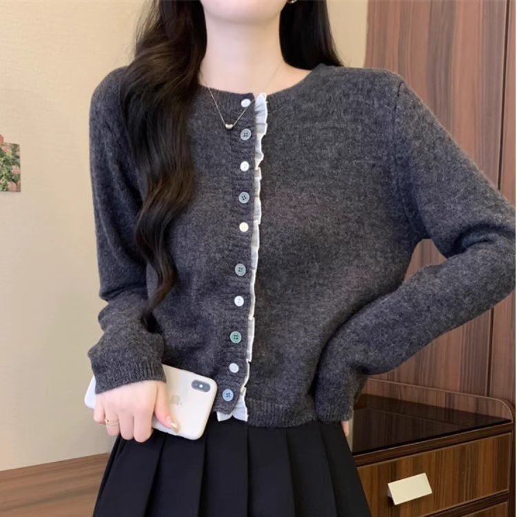 短款针织开衫女春秋季内搭可外穿毛衣外套高级感小香风小个子上衣