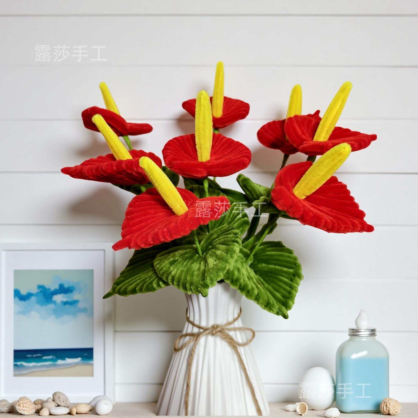 手工红掌花束材料包扭扭棒饰品摆件大展宏图发财乔迁扭扭棒花朵