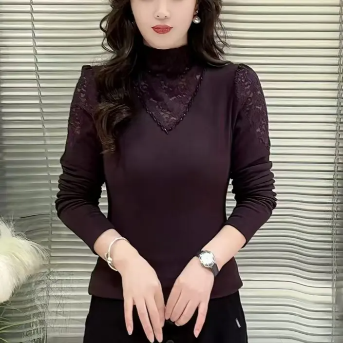 8031秋冬气质洋气蕾丝打底衫显瘦时尚爆款上衣