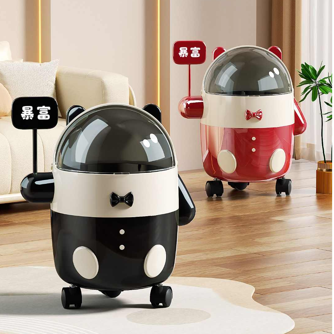 暴富垃圾桶推盖式客厅卧室收纳桶可爱卡通大容量卫生间厨房圾垃筒