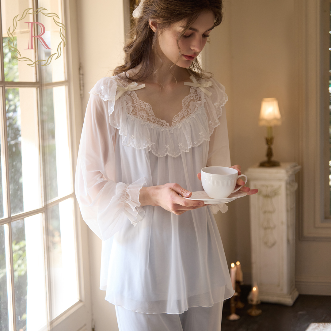 RoseTree宫廷风睡衣女春秋季长袖蕾丝法式公主家居服套装2025新款
