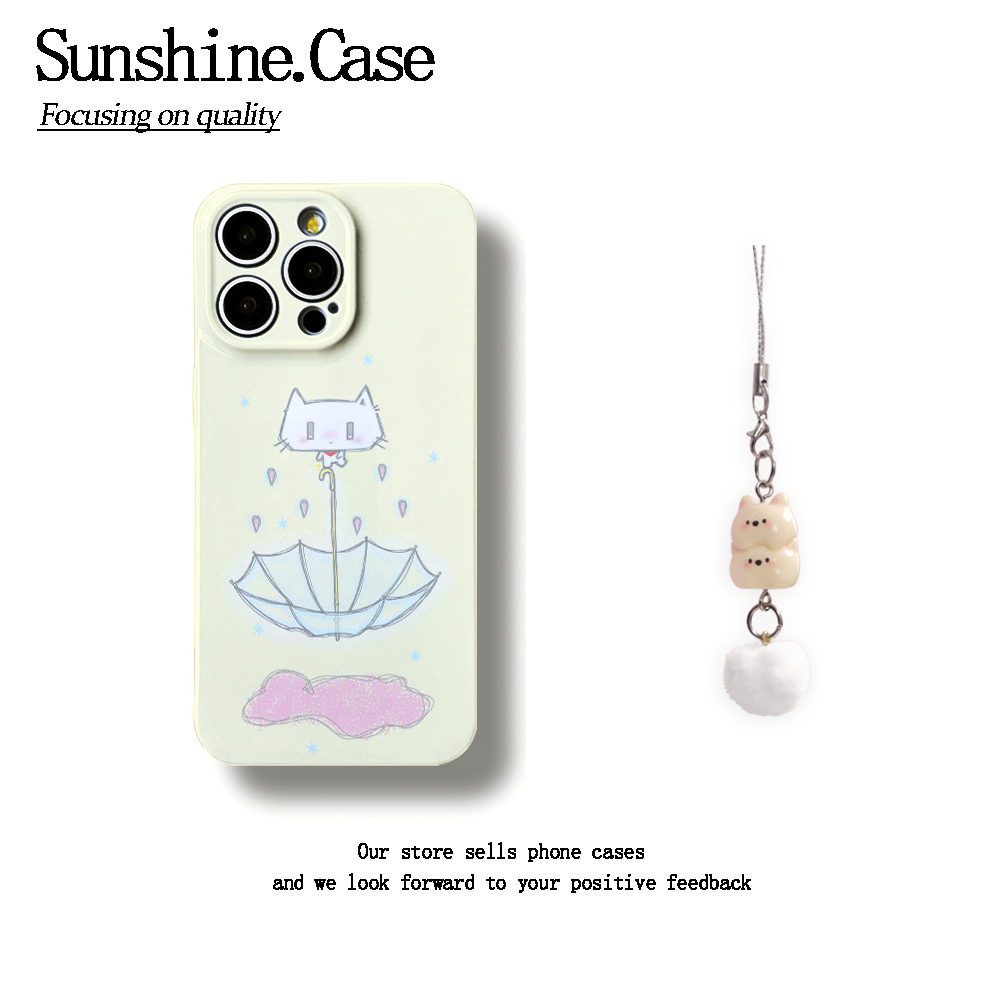 雨伞小猫软壳适用苹果oppo华为vivo小米手机壳防摔全包ins