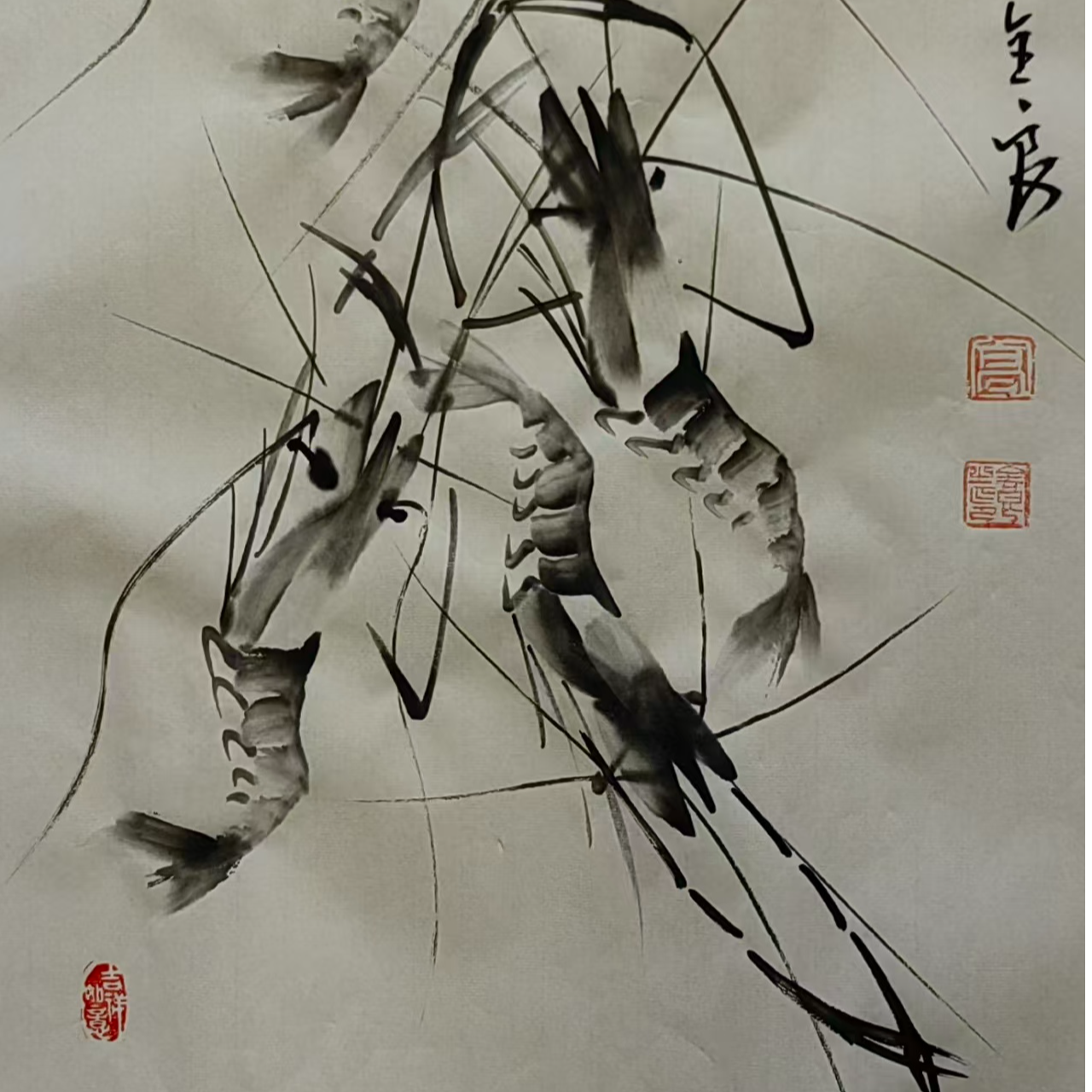 作者原创水墨虾适合客厅卧室书房装饰