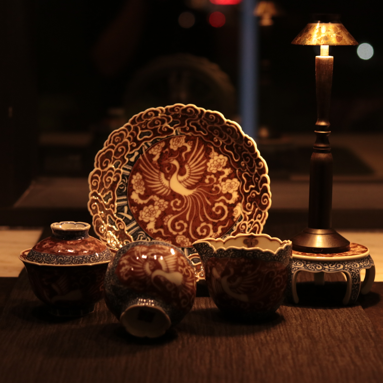 【畅怀堂】青花釉里红太阳鸟套系