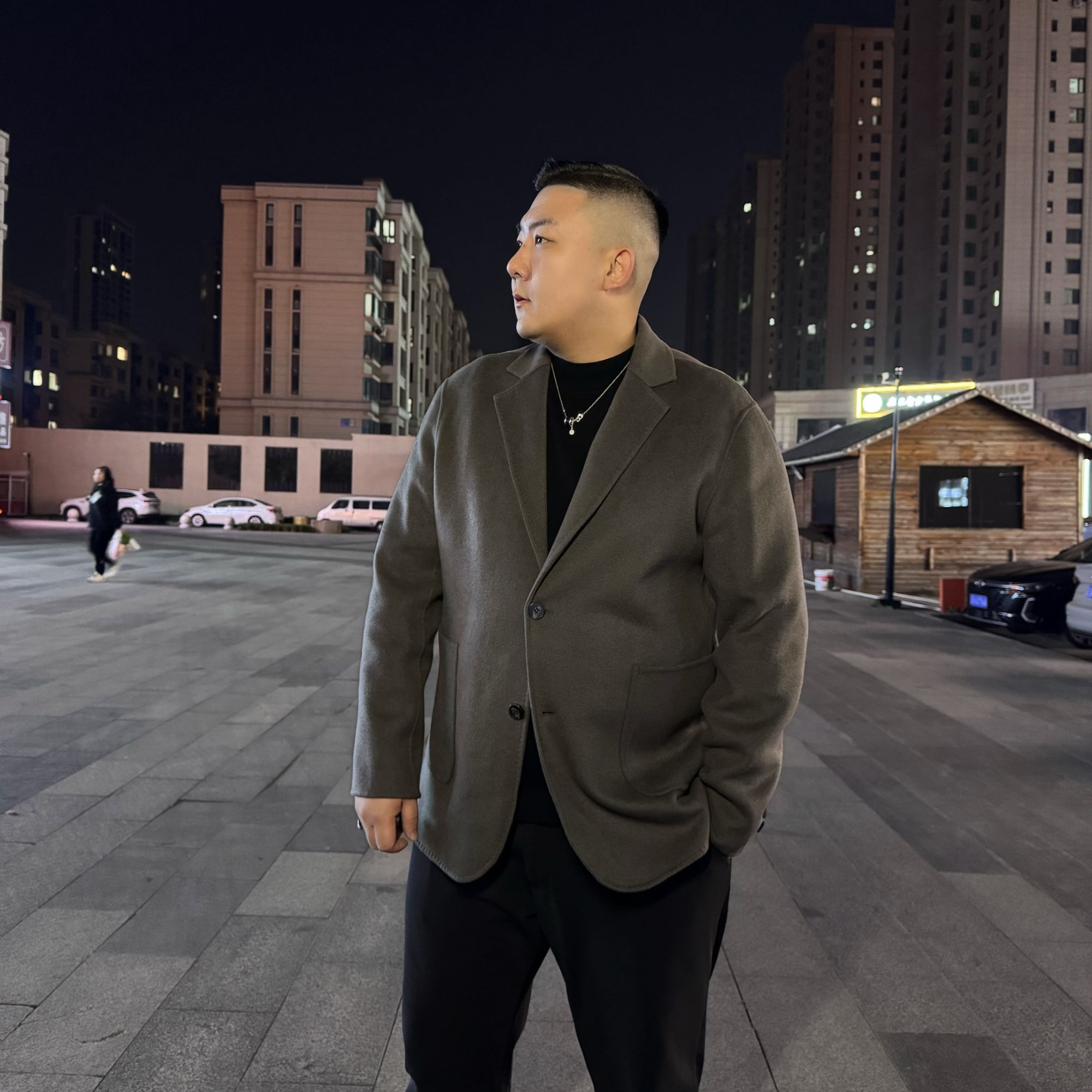 【建平轻熟潮流推荐】大码男士秋冬新款简约单排扣双面羊毛呢西服