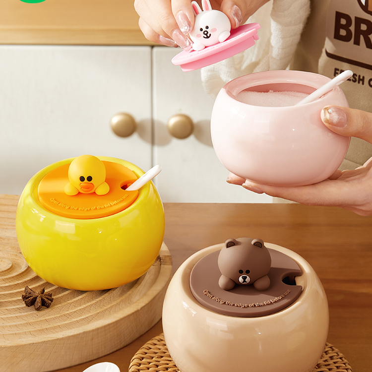 LINE FRIENDS陶瓷调料盒套装家用厨房罐子盐罐调料瓶调味罐组合装