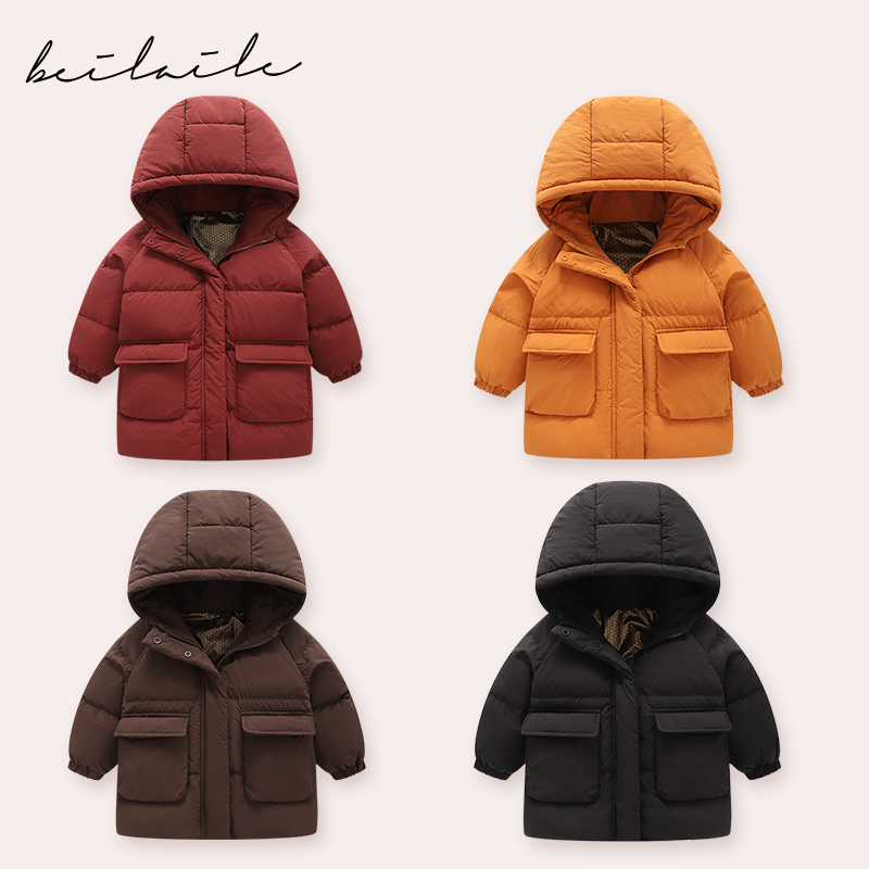 【三防石墨烯长款羽绒服 】婴儿童衣服宝宝羽绒外套秋冬白鸭绒I9