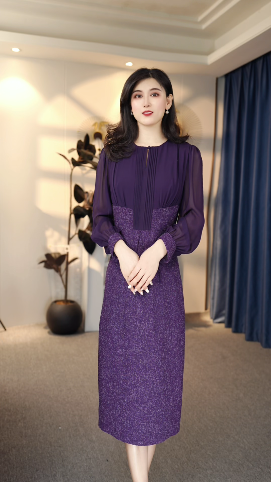 优雅秋冬新款2025小香风薄款长袖连衣裙女气质时尚显瘦 1013