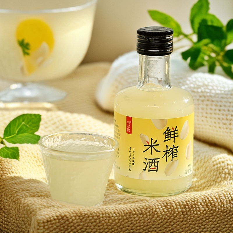 【咪初源】2瓶装3度鲜榨米酒古法酿造甜酒月子酒客家醪糟酒酿微醺