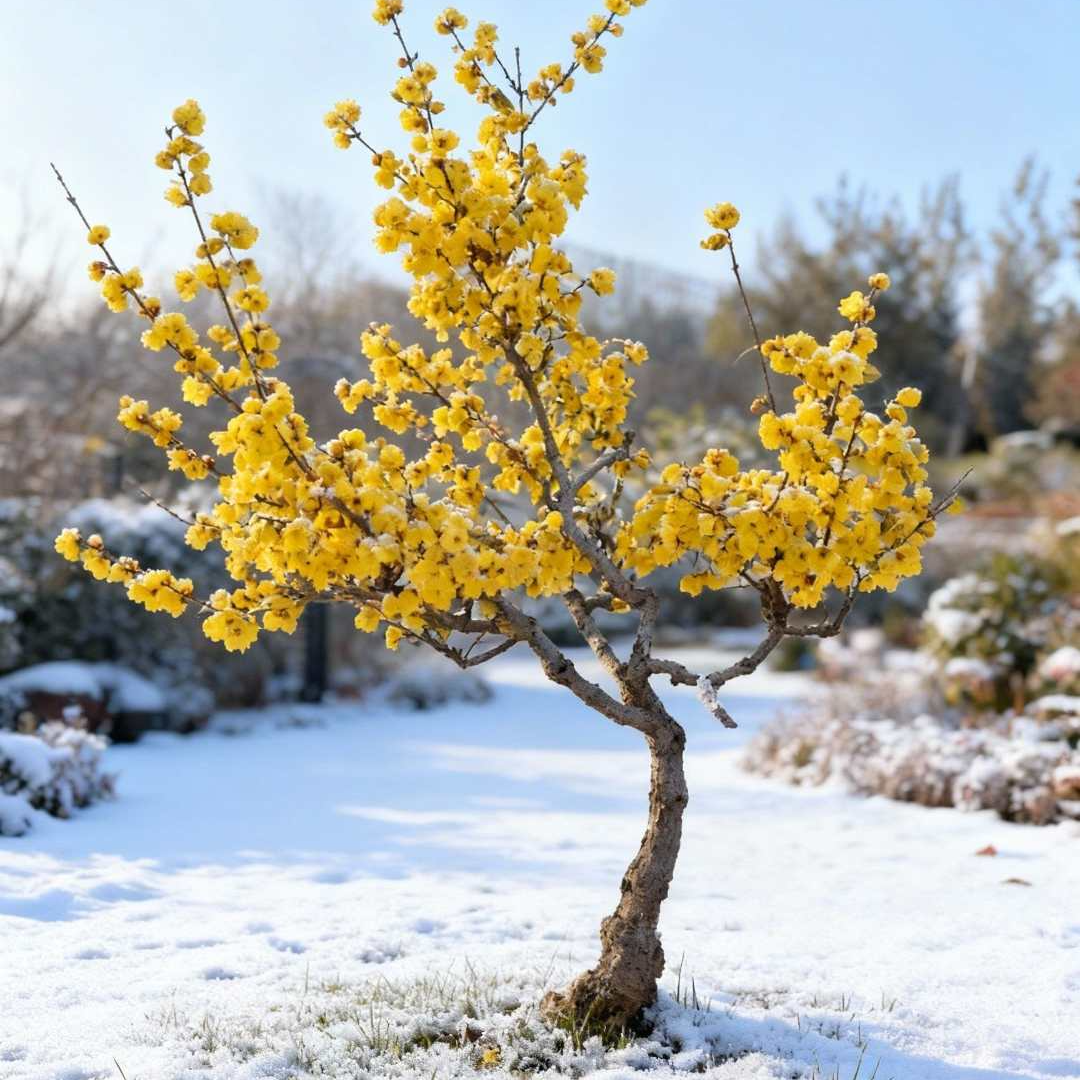 一物一拍庭院景观树素心造型冬天开花别墅地栽耐寒腊梅树苗腊梅花