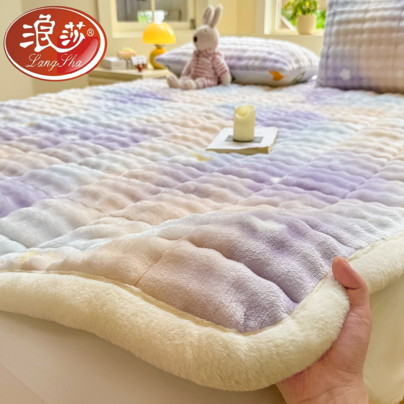 浪莎A类泡泡兔毛牛奶绒床垫学生宿舍床护垫床褥子加厚珊瑚绒软垫