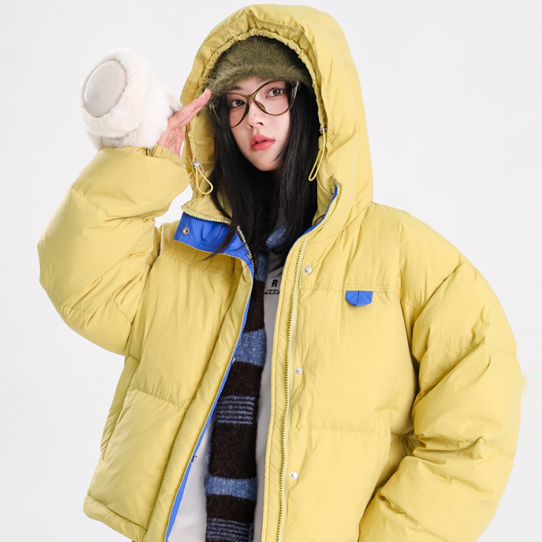 90白鸭绒+运费险秋冬新款短款连帽厚羽绒冬季韩版时尚加厚面包服